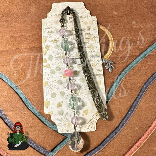 GwennaBelle - Glass Bead with Teardrop Crystal Bookmark!