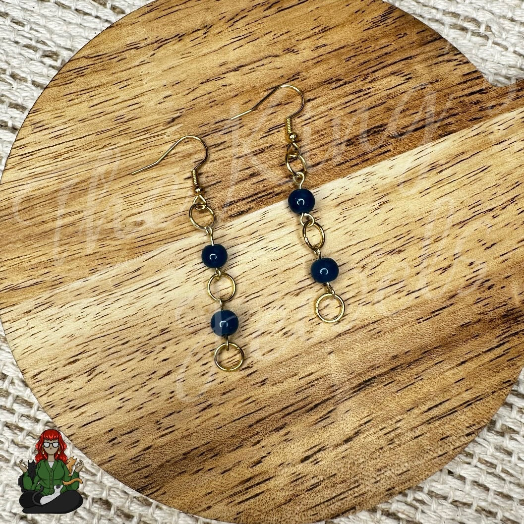 Blue Beaded O Ring Earrings!