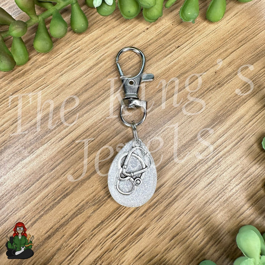 White Stethoscope Resin Keychain!