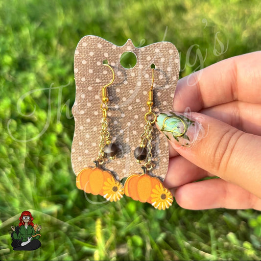 Gladys - Pumpkin Sunflower Earrings!