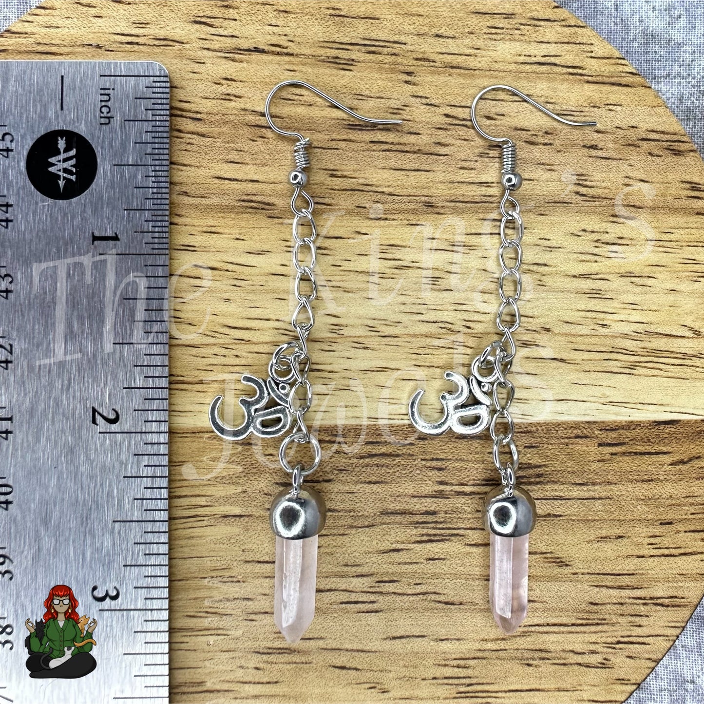 Gladys - Rose Quartz & "Om" Earrings!