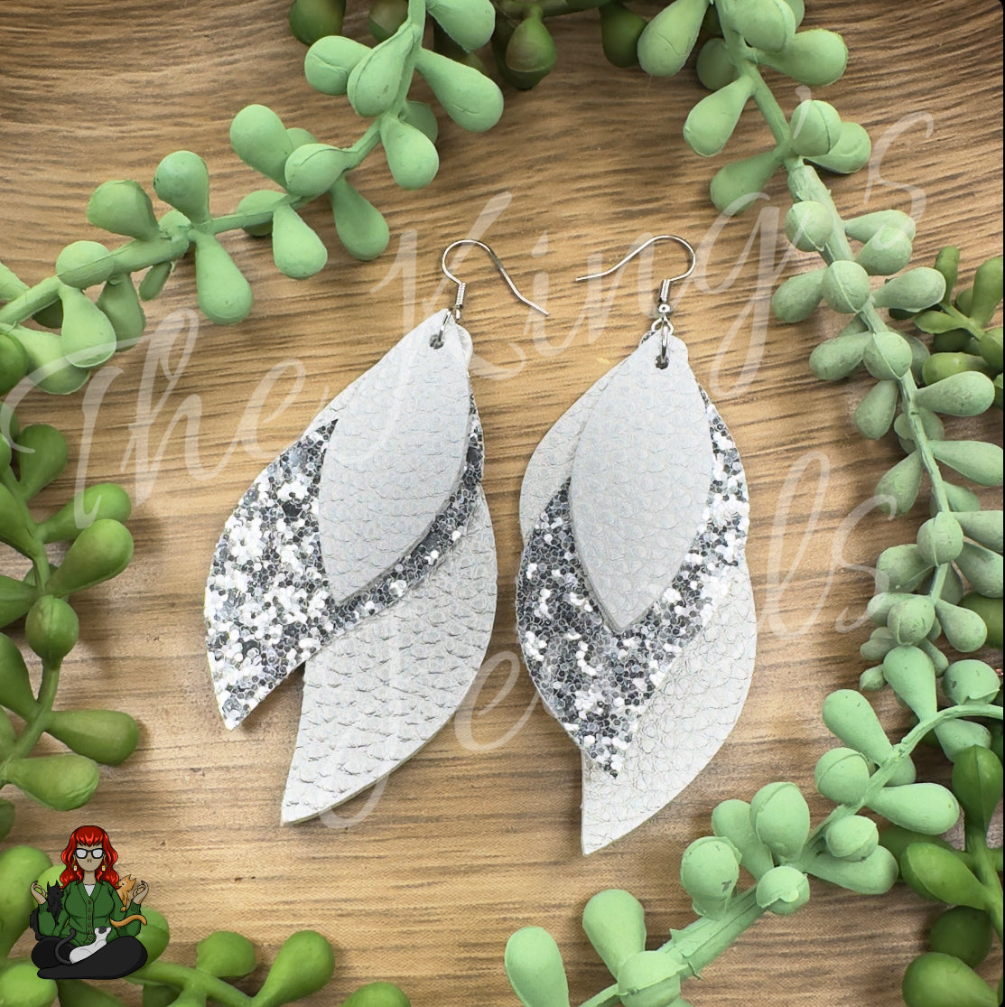 Aurora - Silver Faux Leather Earrings!