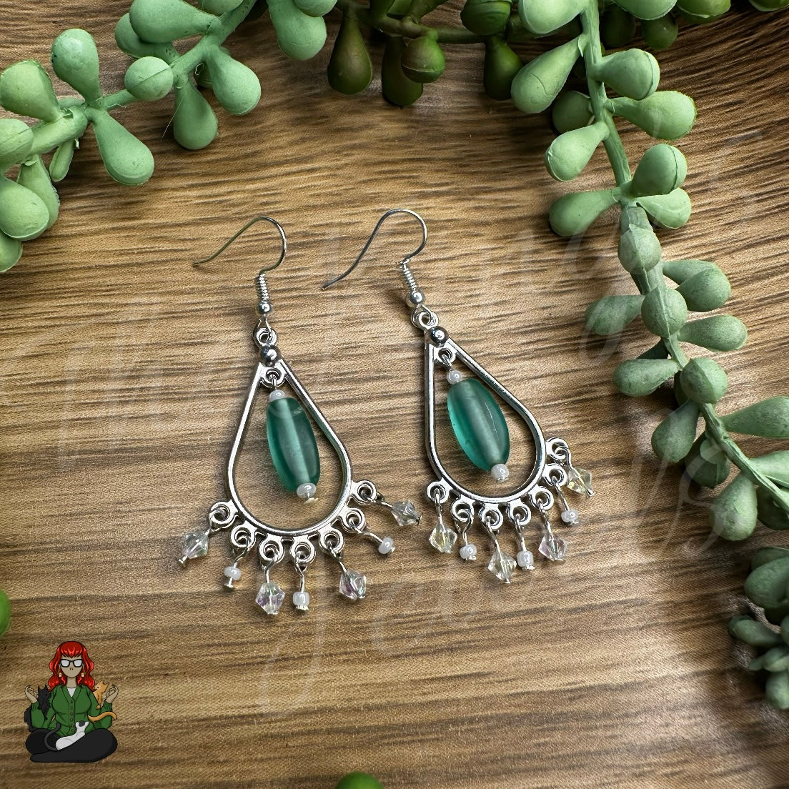 Freya - Chandelier Mint & Aura Beaded Earrings!