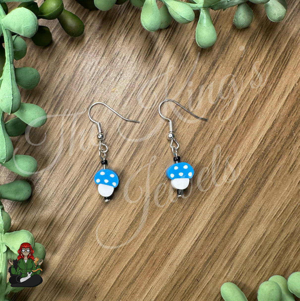 Shirley - Blue Mushroom Earrings!