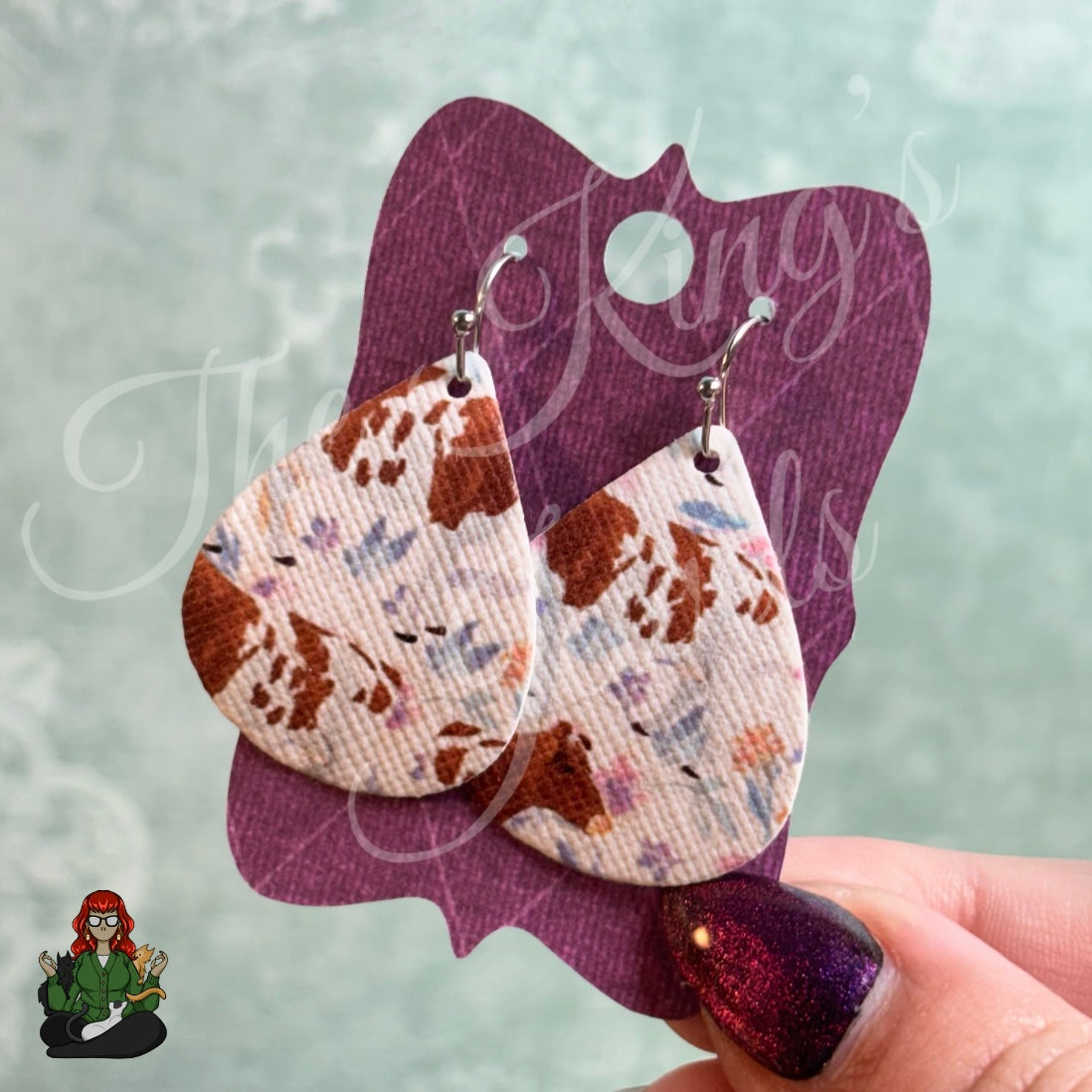 Rose - Cow Print Faux Leather Earrings!