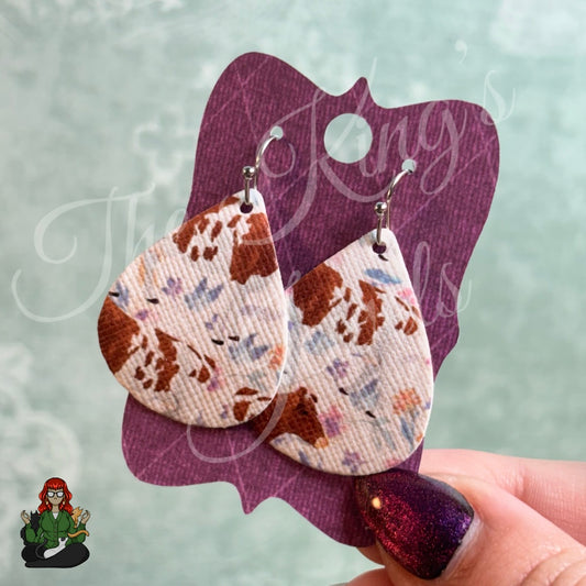 Rose - Cow Print Faux Leather Earrings!