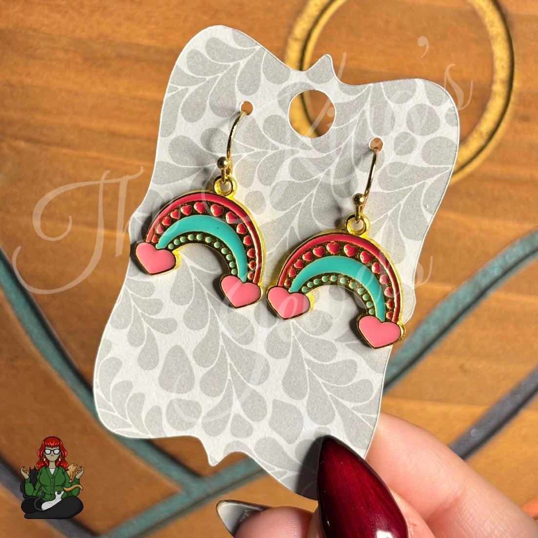 LeonaRae - Rainbow Hearts Gold Earrings!