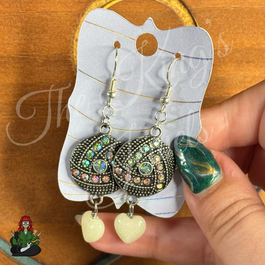 Katie - Rhinestone & Crystal Heart Earrings!