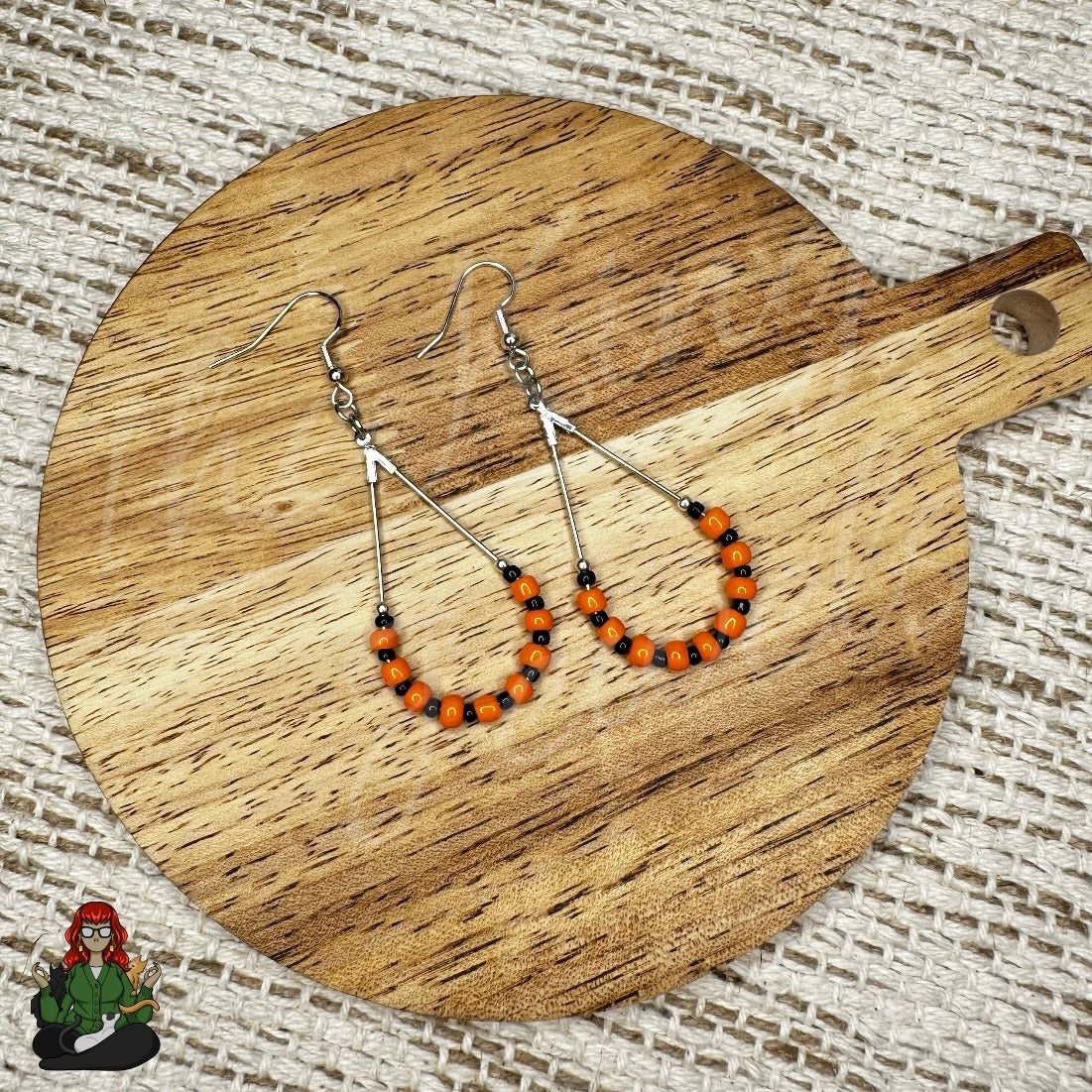 Rose - Orange & Black Bead Earrings!