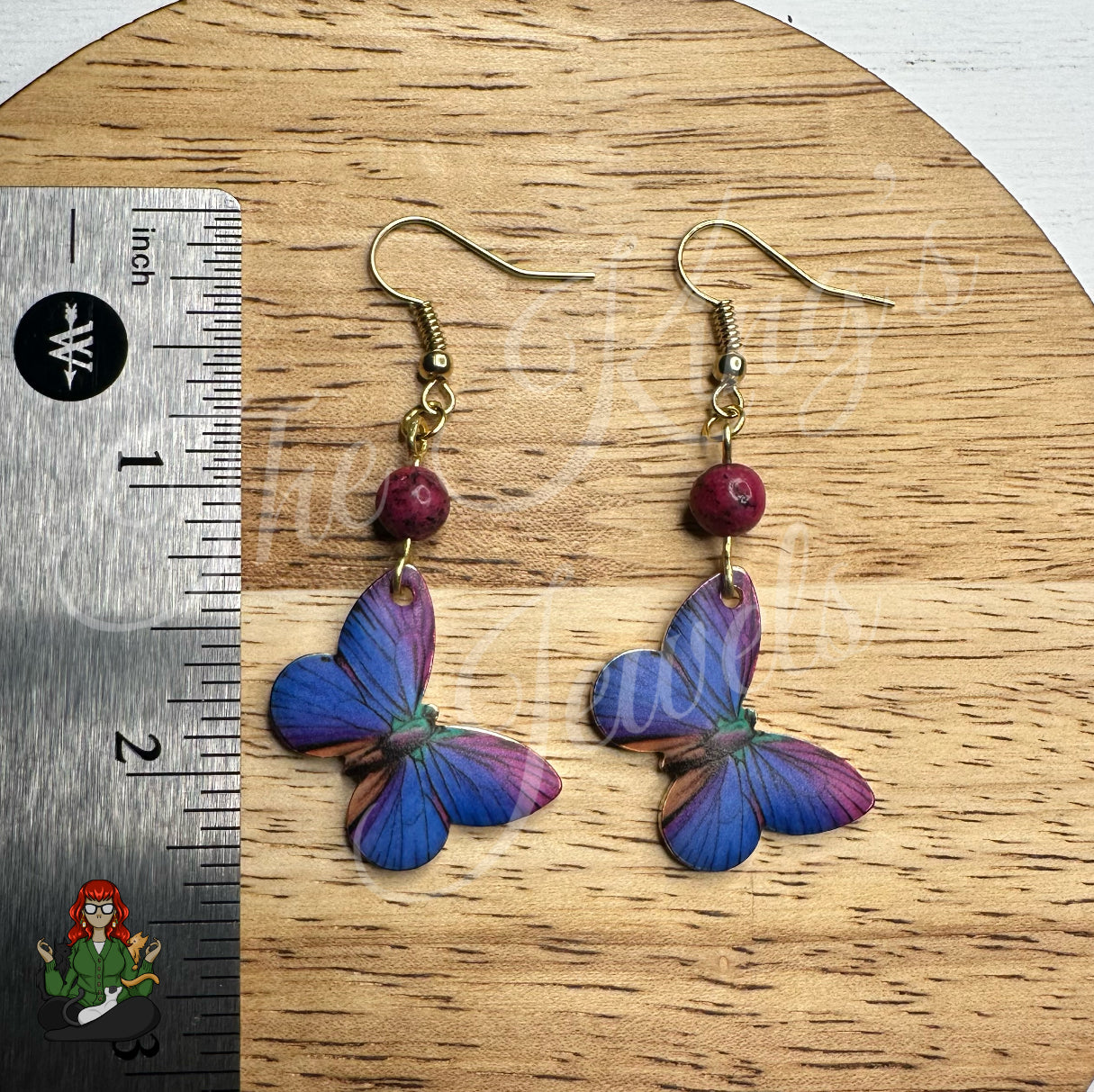 Katie - Blue & Pink Beaded Butterfly Earrings!