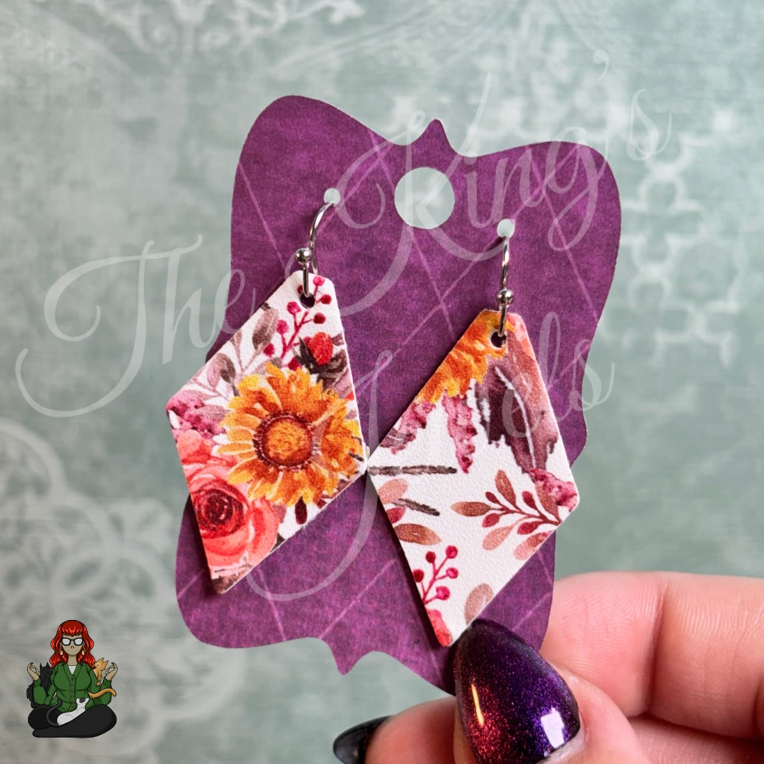 Belle - Watercolor Floral Faux Leather Earrings!