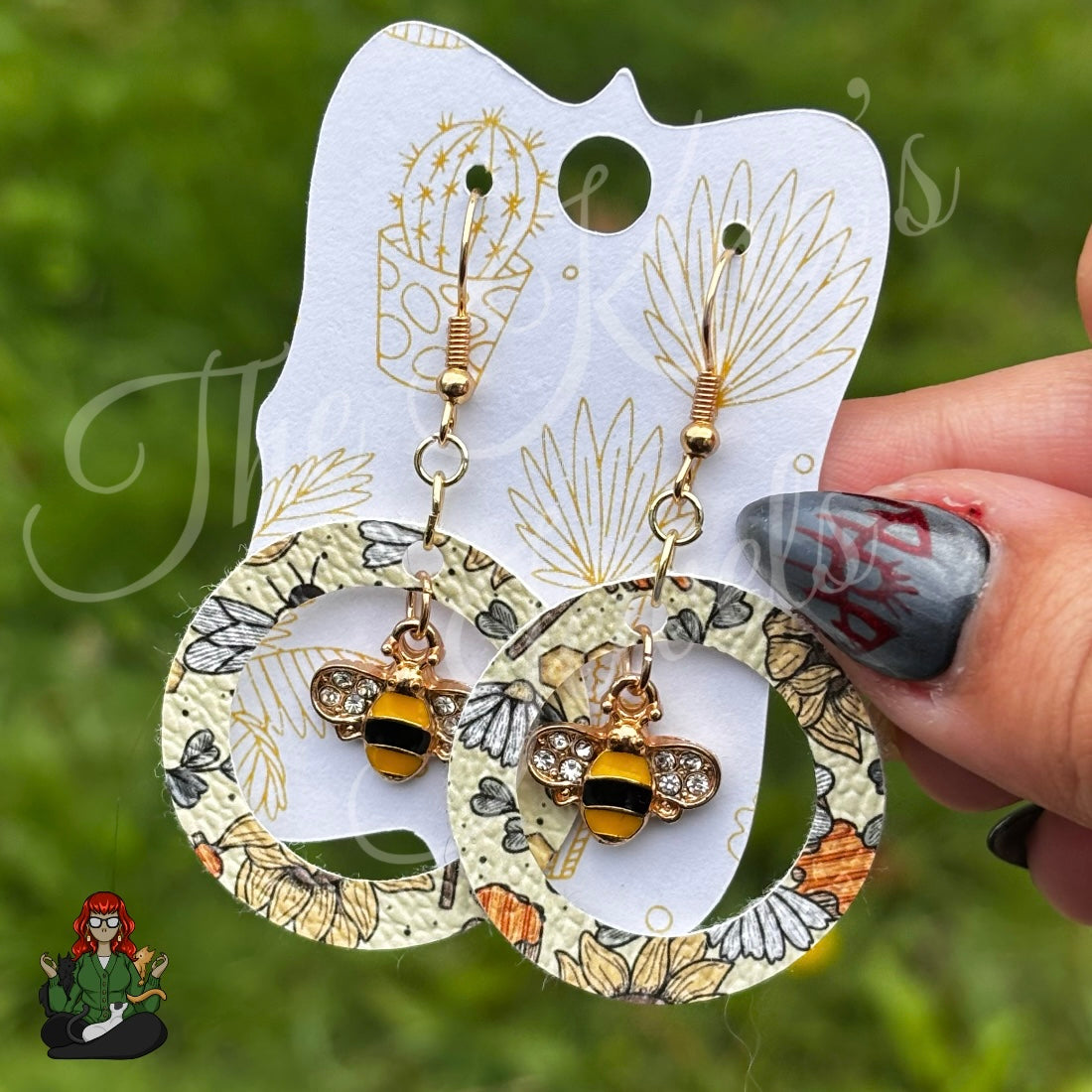Michelle - Faux Leather & Bee Charm Earrings!