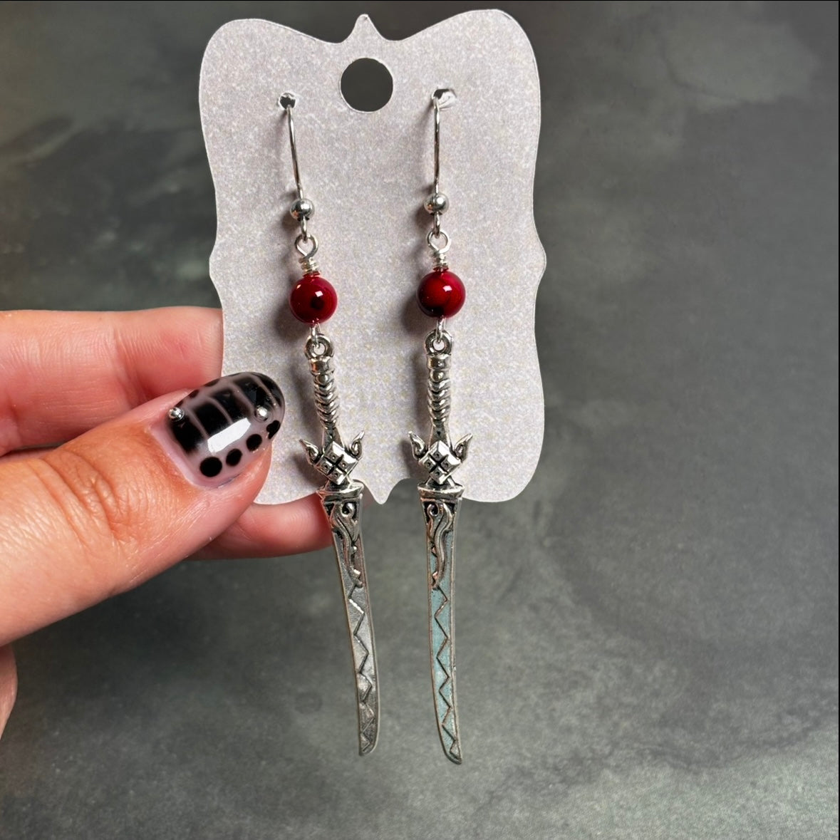 Katie - Katana & Dyed Quartz Bead Earrings!