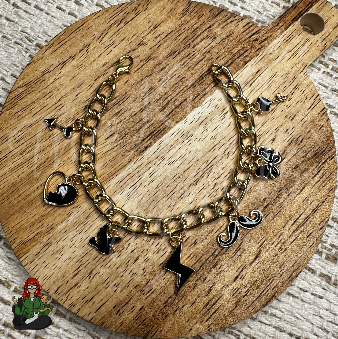 Rhiannon - Playful Black Chunky Charm Bracelet!