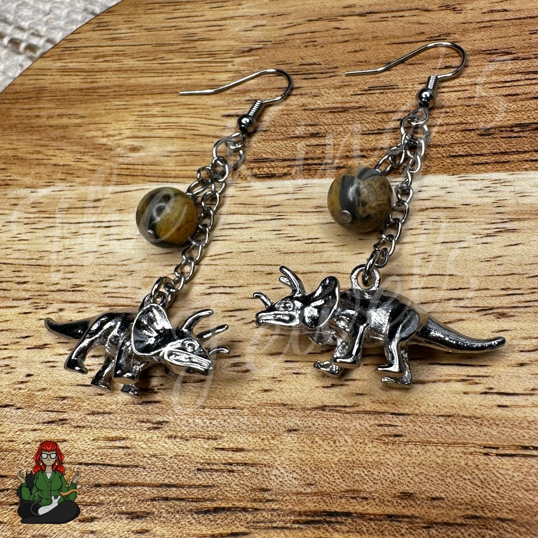 Gladys - Triceratops Earrings!