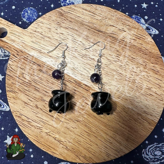 Gladys - Black Cauldron Earrings!