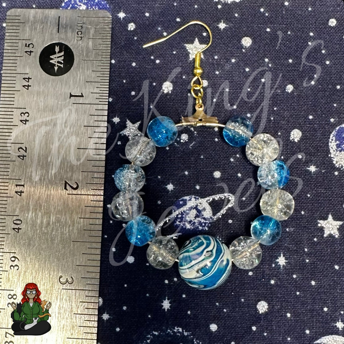 Riona - Funky Blues Glass Bead Hoop Earrings!