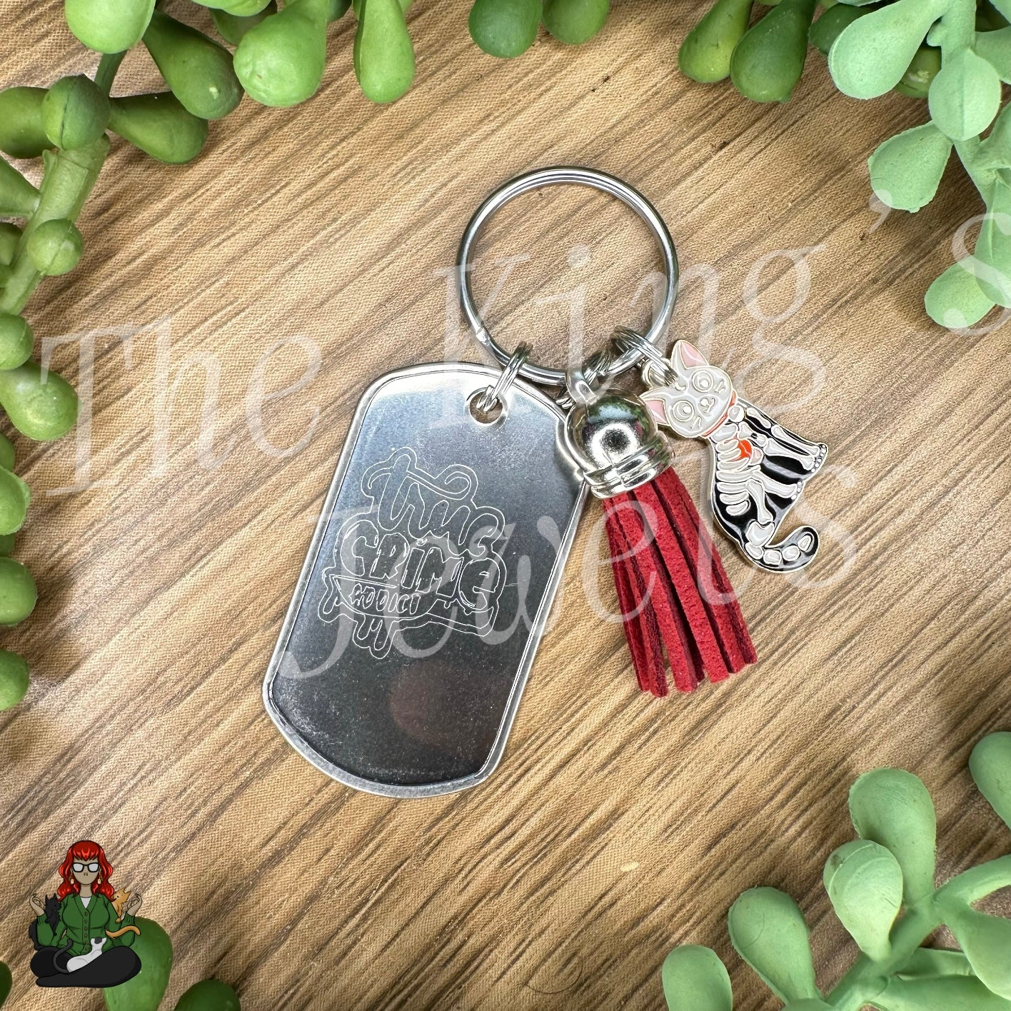 True Crime Addict Etched Dog Tag Keychain!