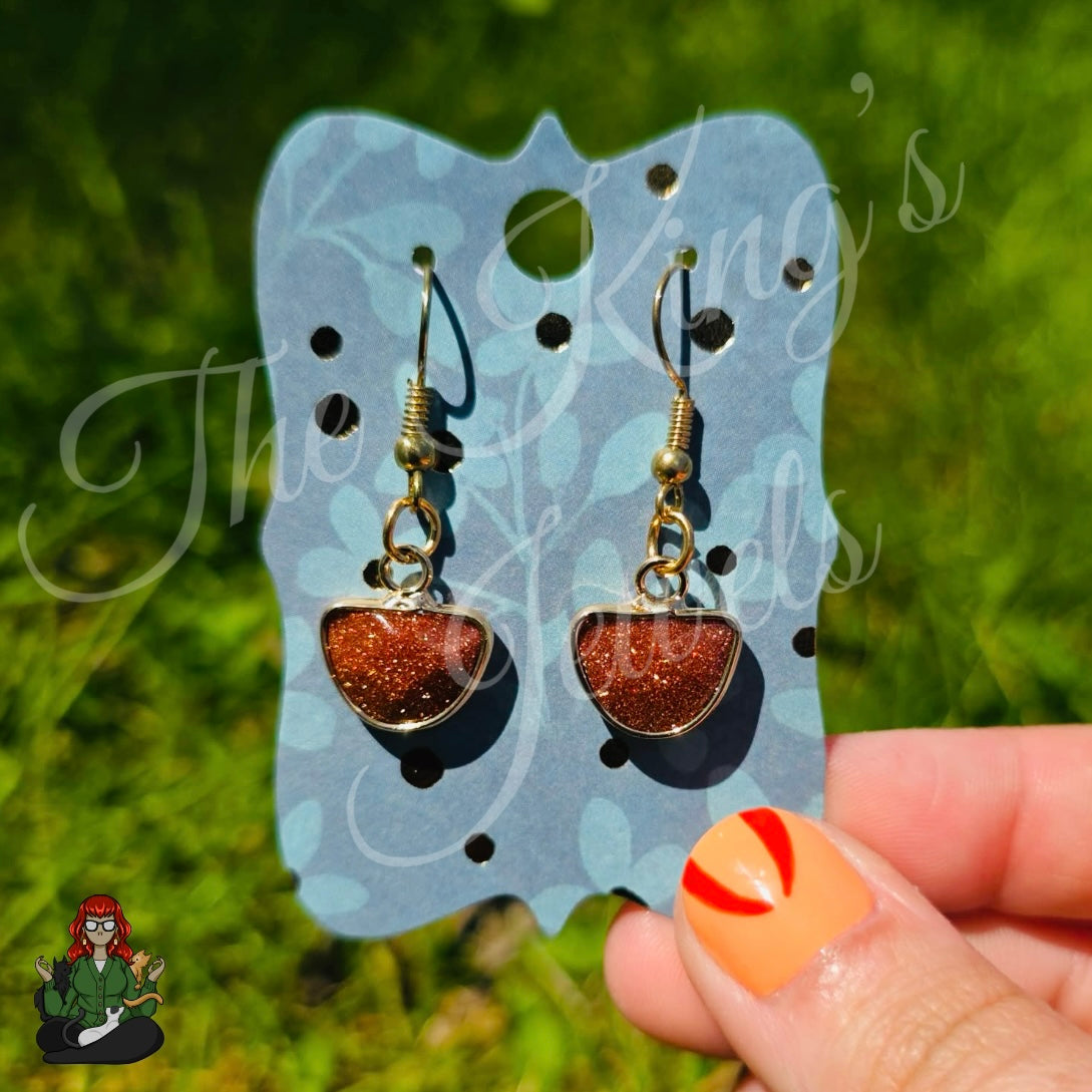 LeonaRae - Goldstone Semi Circle Earrings!