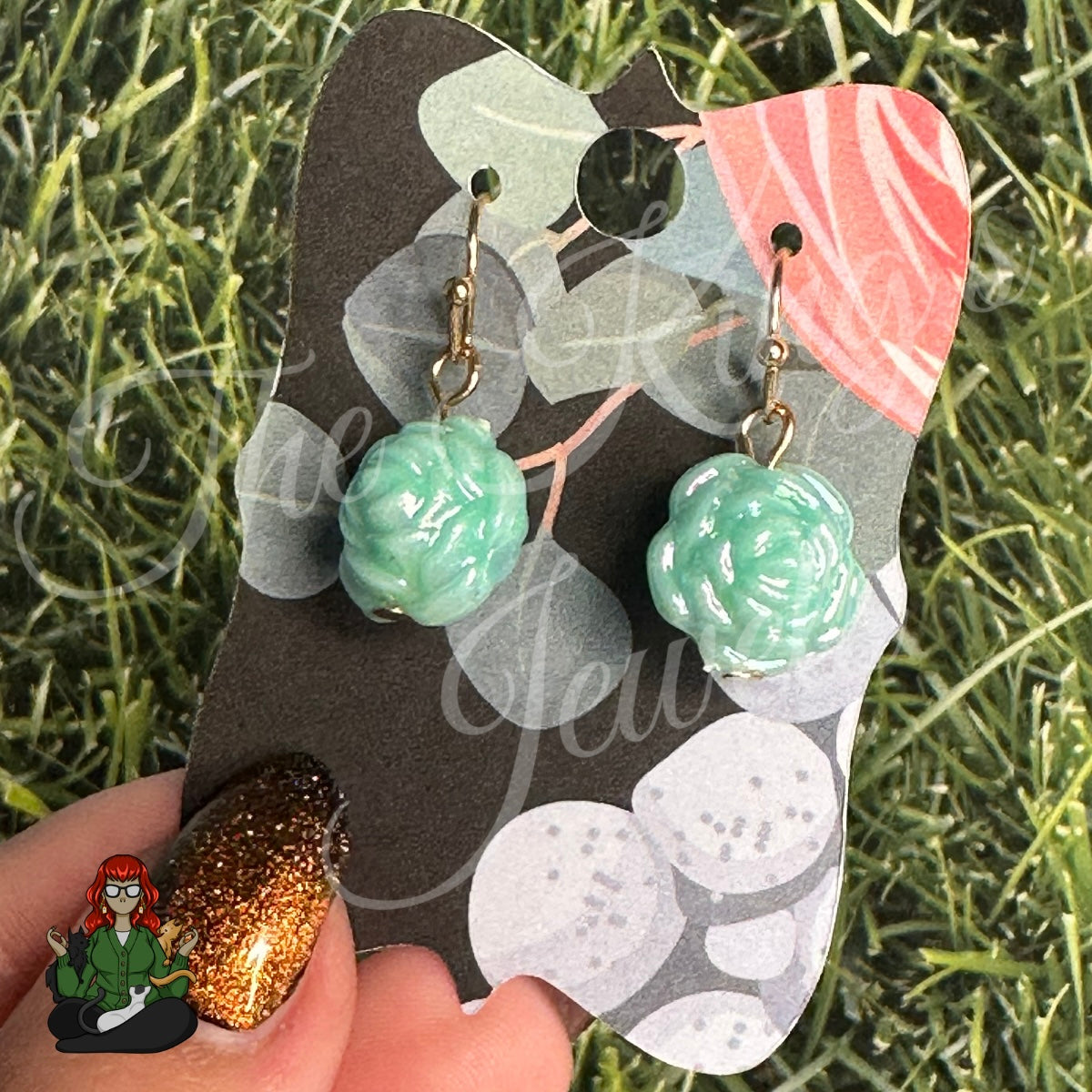 Shirley - Mint Green Rose Earrings!