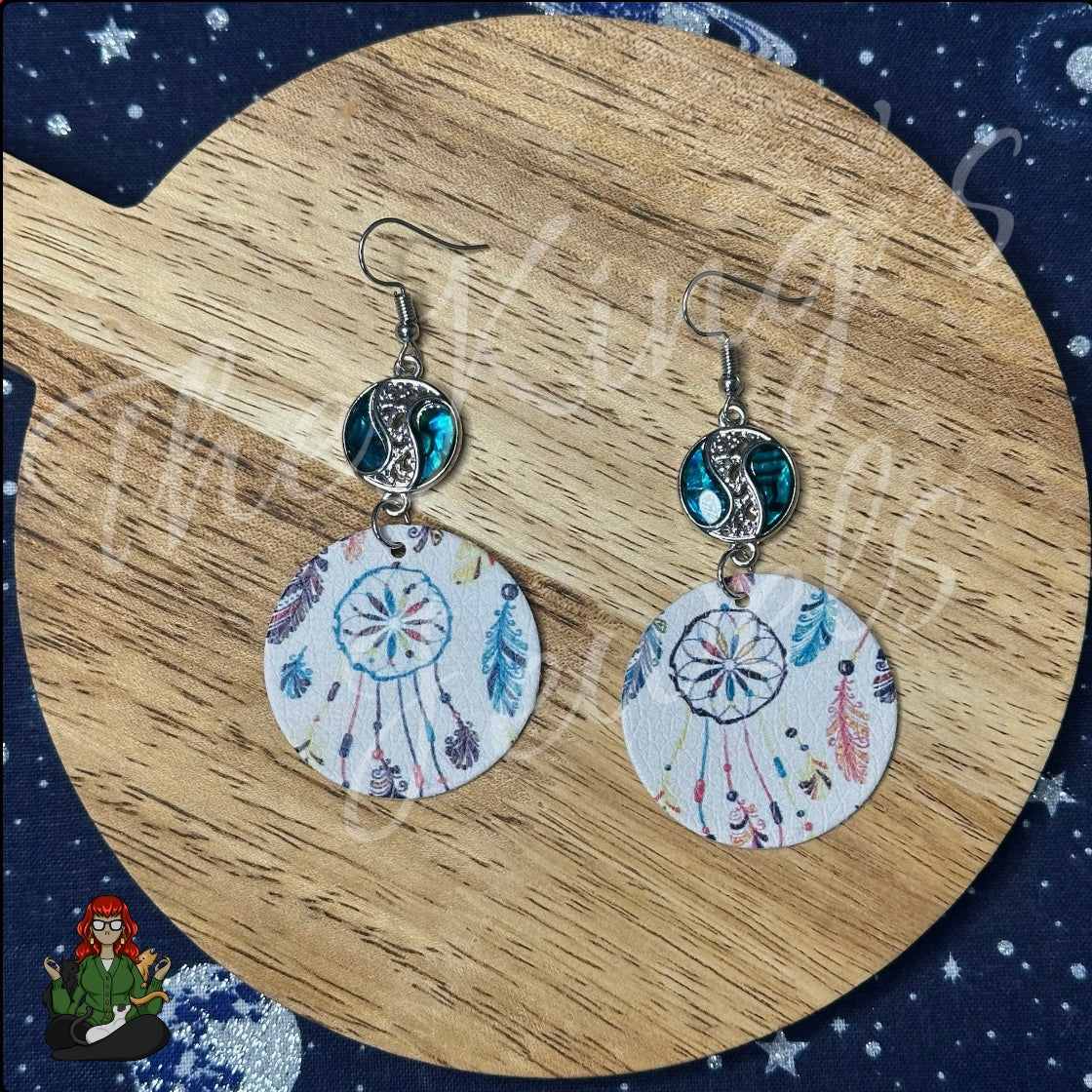 Anna - Yin Yang & Dreamcatcher Faux Leather Earrings!