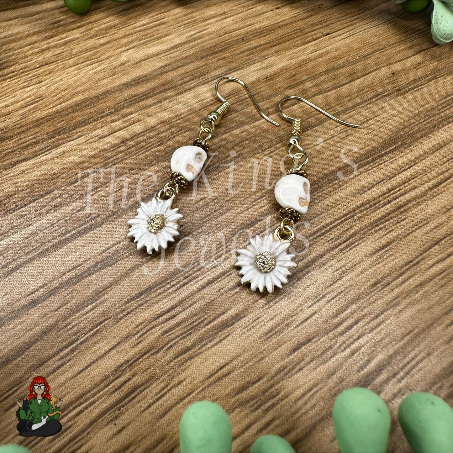 Katie - Skull & Daisy Earrings!