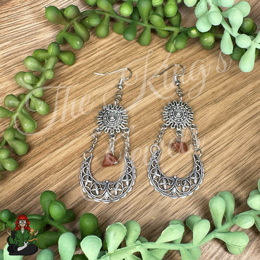 Aztec Goldstone Chip Earrings!