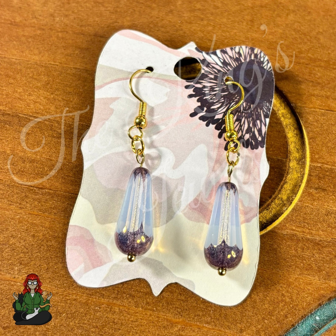 Shirley - Lavender Ombre Glass Teardrops Earrings!