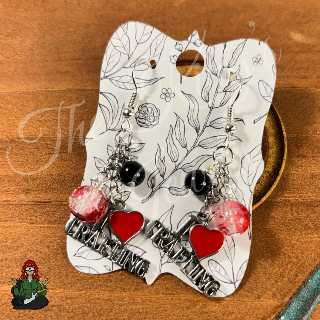 Gladys - I Love Crafting Heart Charm Earrings!
