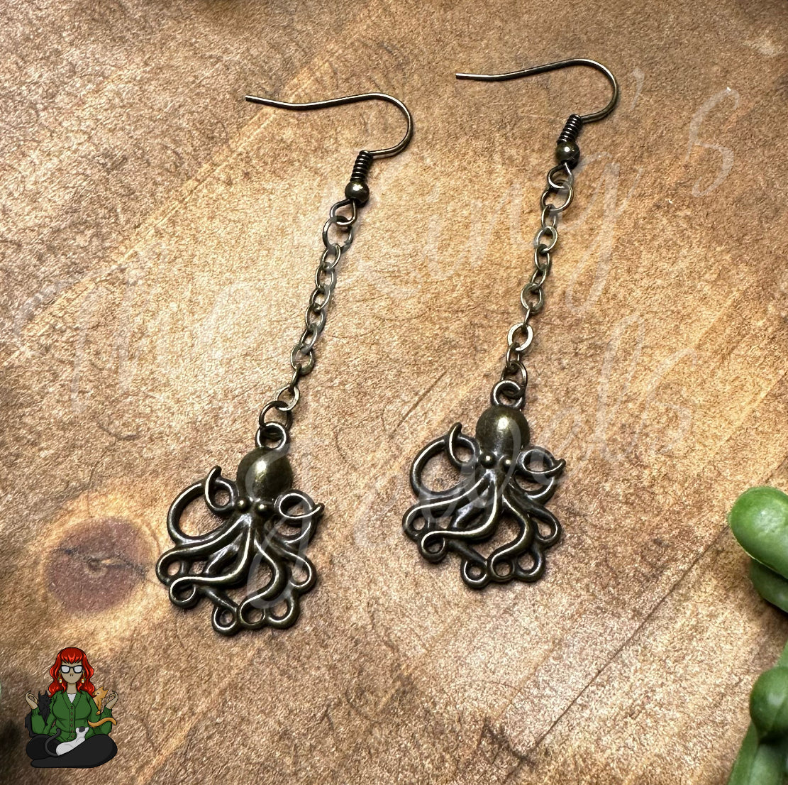 Gladys - Octopus Brass Earrings!