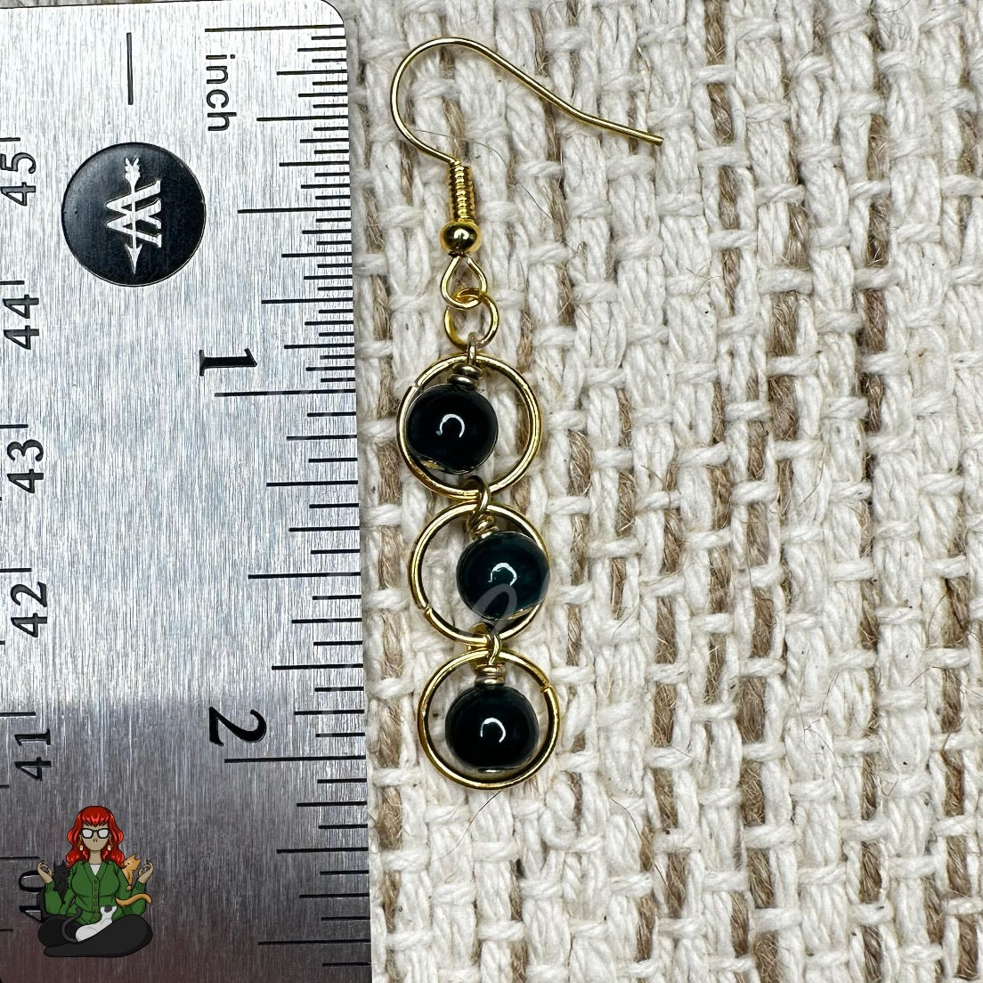 Green Beaded O Ring Earrings!