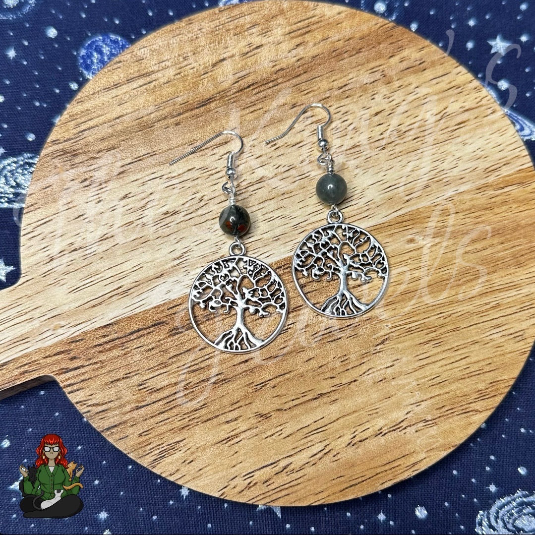 Katie - Tree of Life & Bloodstone Bead Earrings!