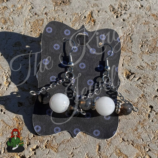 Naomi - Smokey Quartz & Pearly Glass Bead Earrings!
