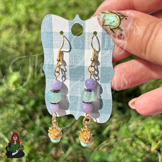 Katie - Lavender & Mint Succulent Beaded Earrings!
