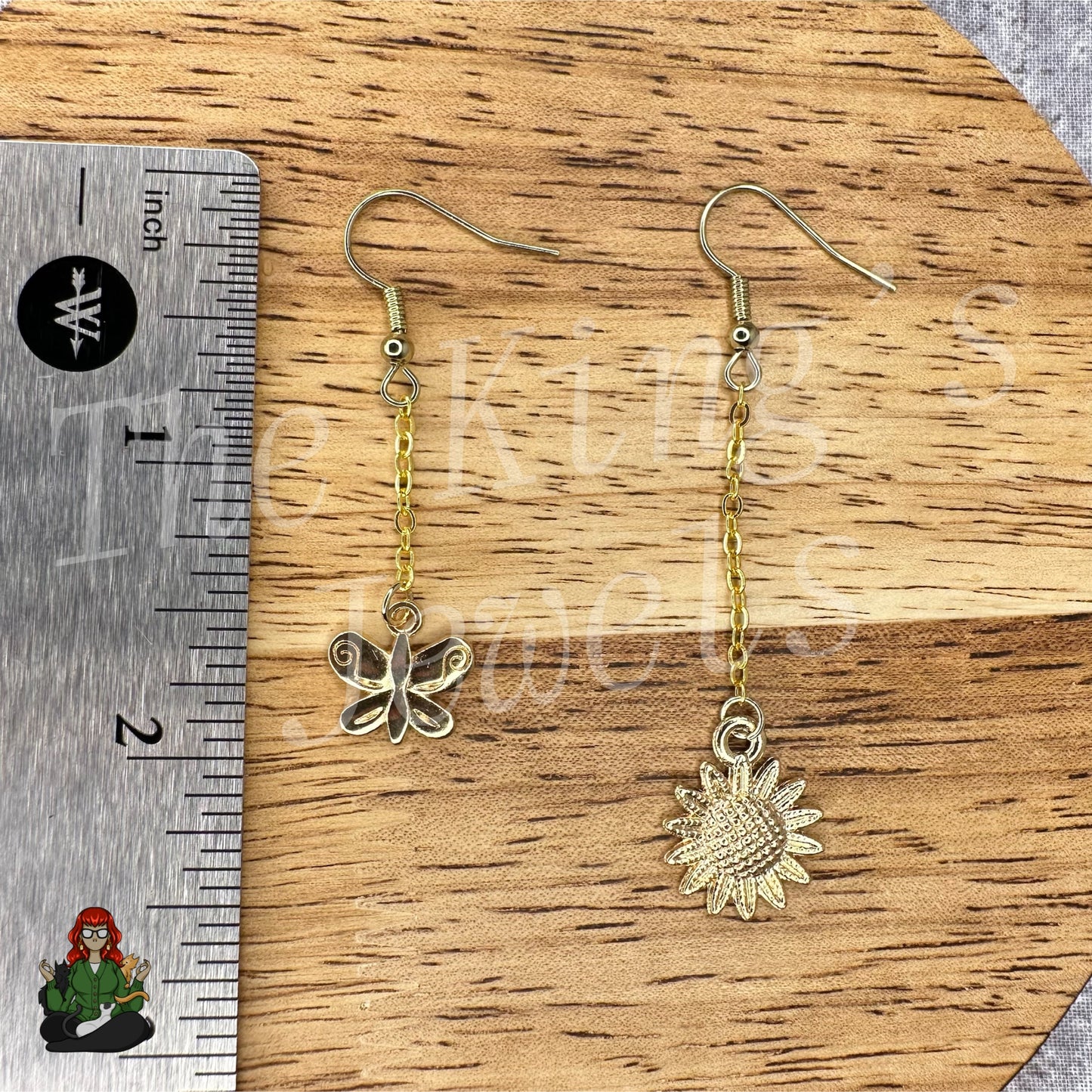 Gladys - Mismatch Sunflower & Butterfly Earrings!