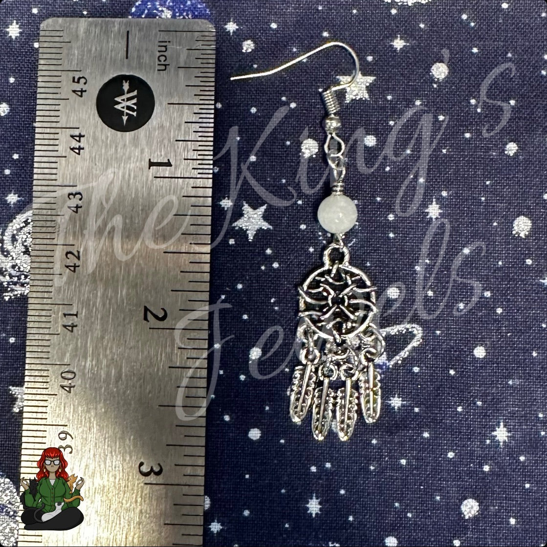 Katie - Silver Dreamcatcher & Quartz Bead Earrings!