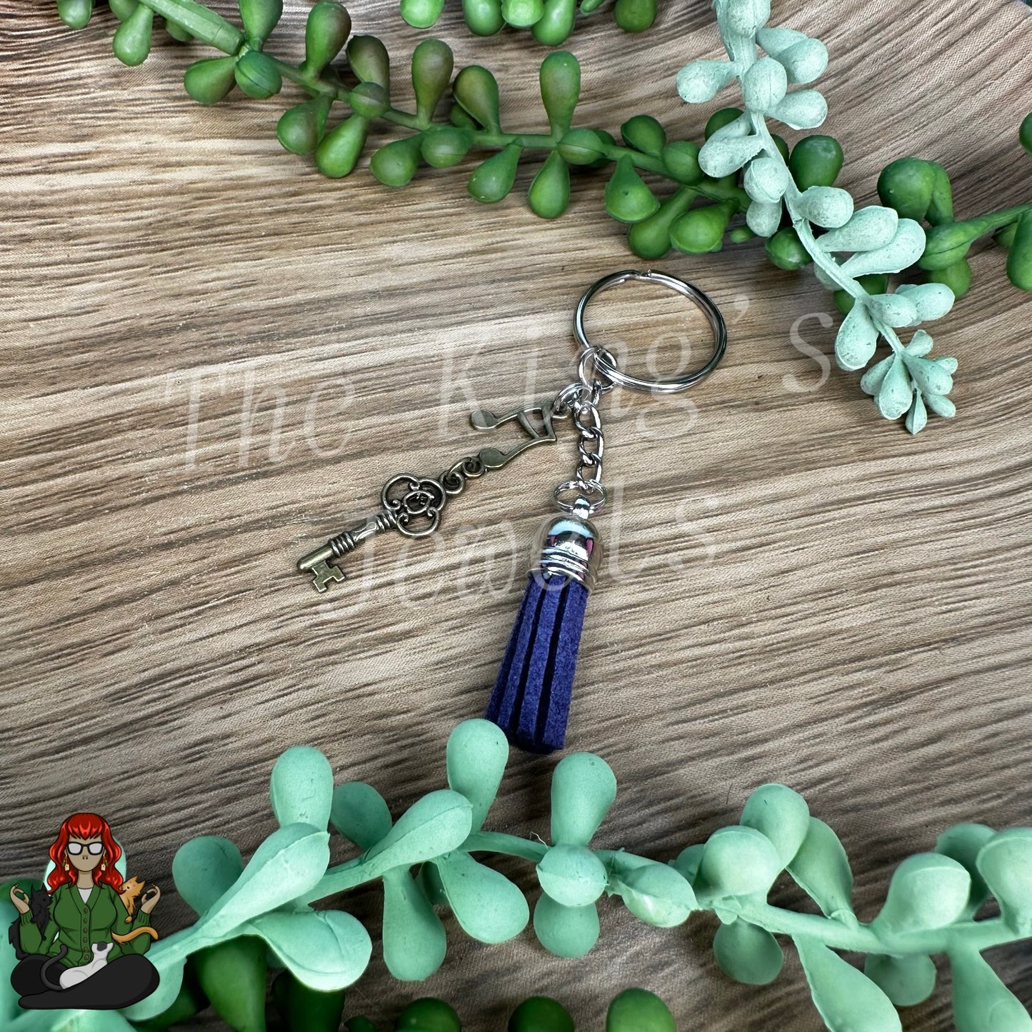 Morgan - Blue Tassel, Music Charm & Key Charm Keychain!