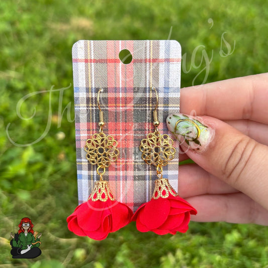 Katie - Red Rose & Medallion Earrings!