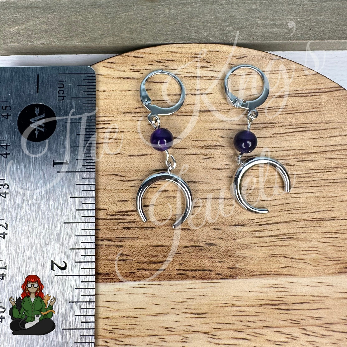 Katie - Amethyst Bead & Silver Semi-Circle Earrings!