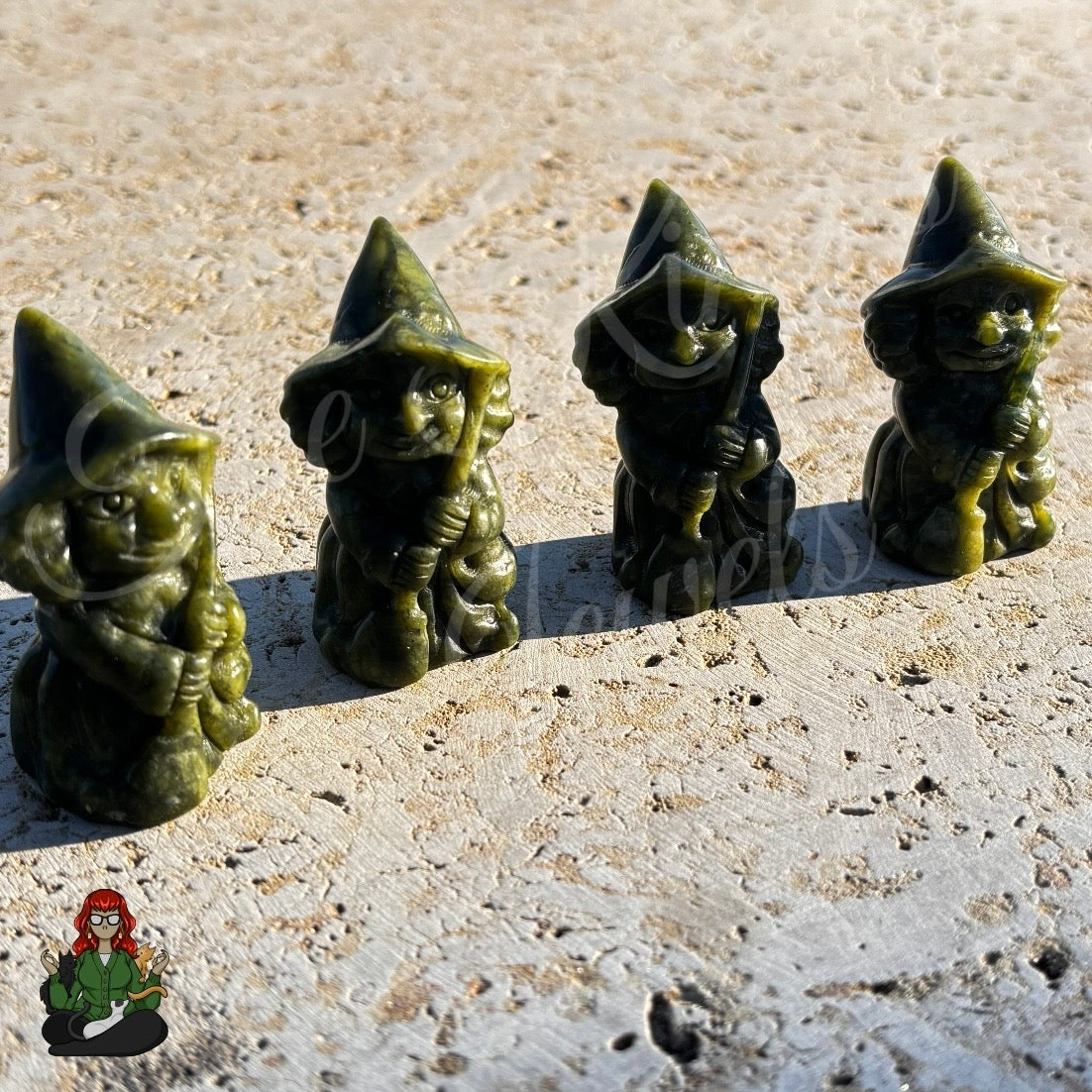 6cm Natural Nephrite Jade Witch Carvings!
