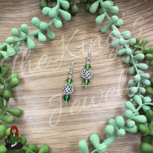 Melissa - Celtic & Green Bead Earrings!