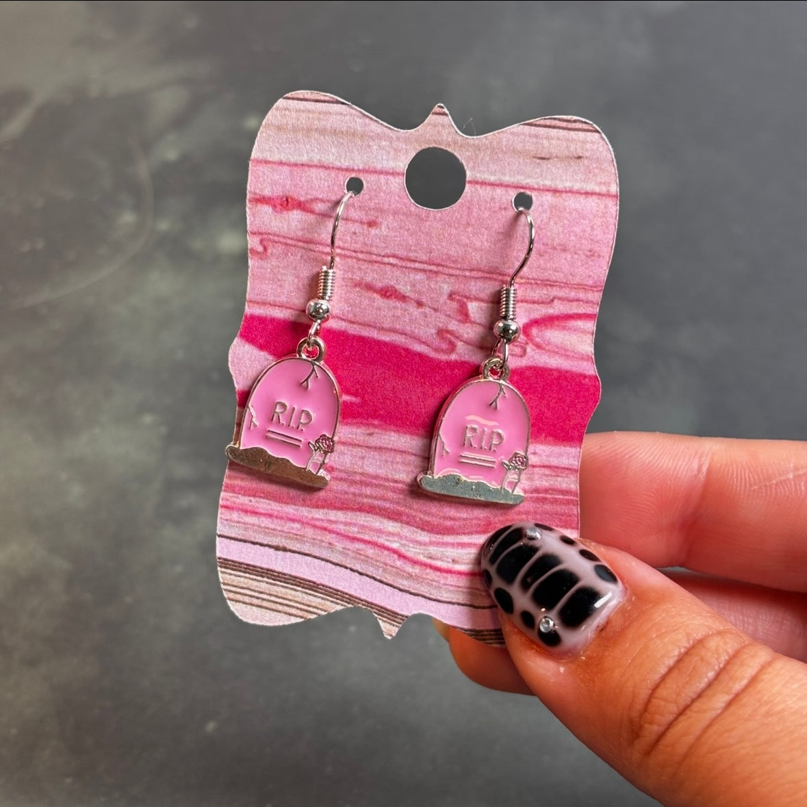 LeonaRae - Pink RIP Tombstone Earrings!