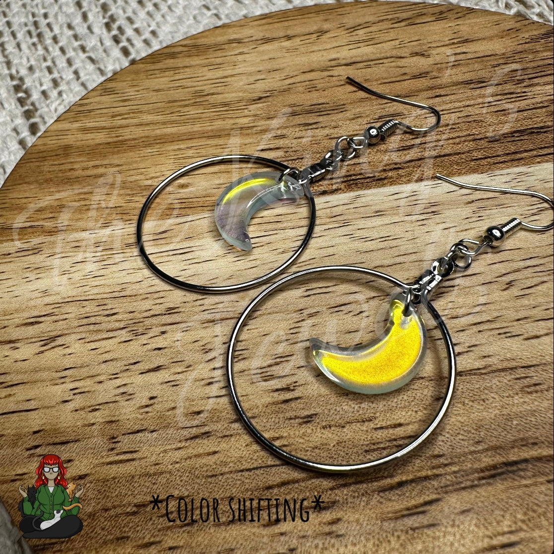 Riona - Color Shift Moon Earrings!