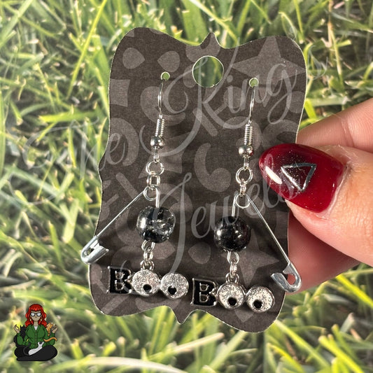Raven - Boo Safety Pin Charm Earrings!