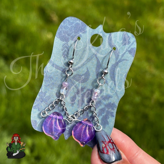 Naomi - Purple Iridescent Leaf Earrings!