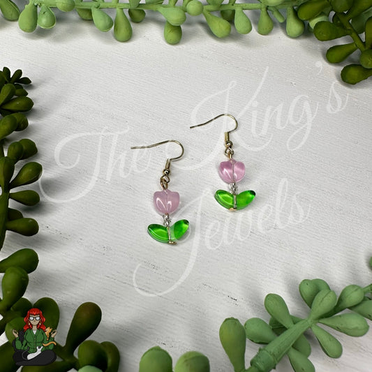 Melody - Pink Beaded Flower Earrings!