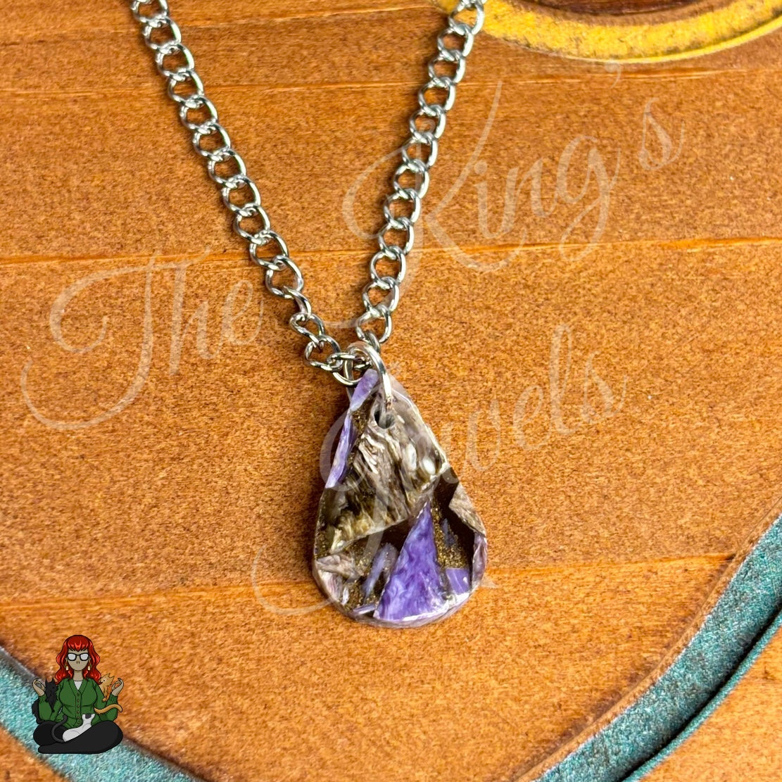 Ella - Purple Charoite Teardrop Necklace!