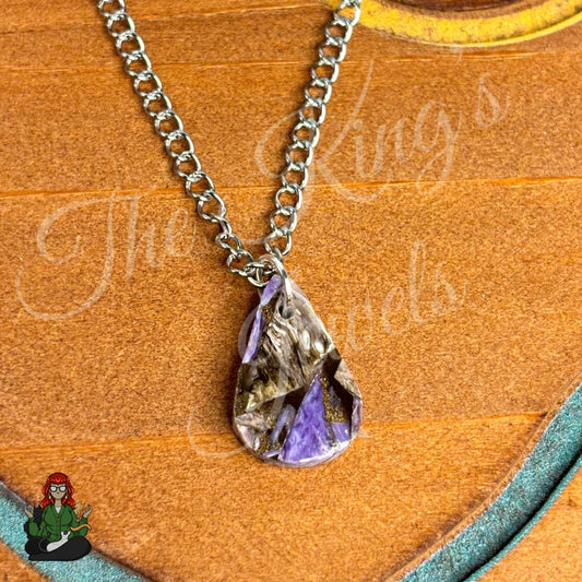 Ella - Purple Charoite Teardrop Necklace!