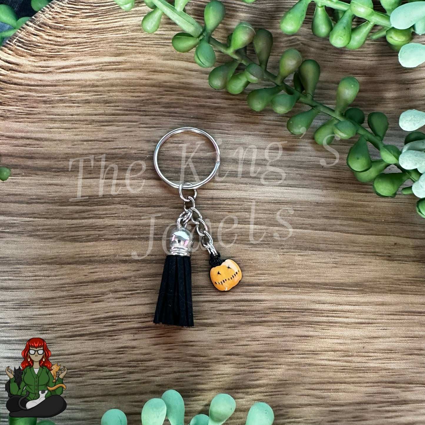 Morgan - Black Tassel, Pumpkin Charm Keychain!