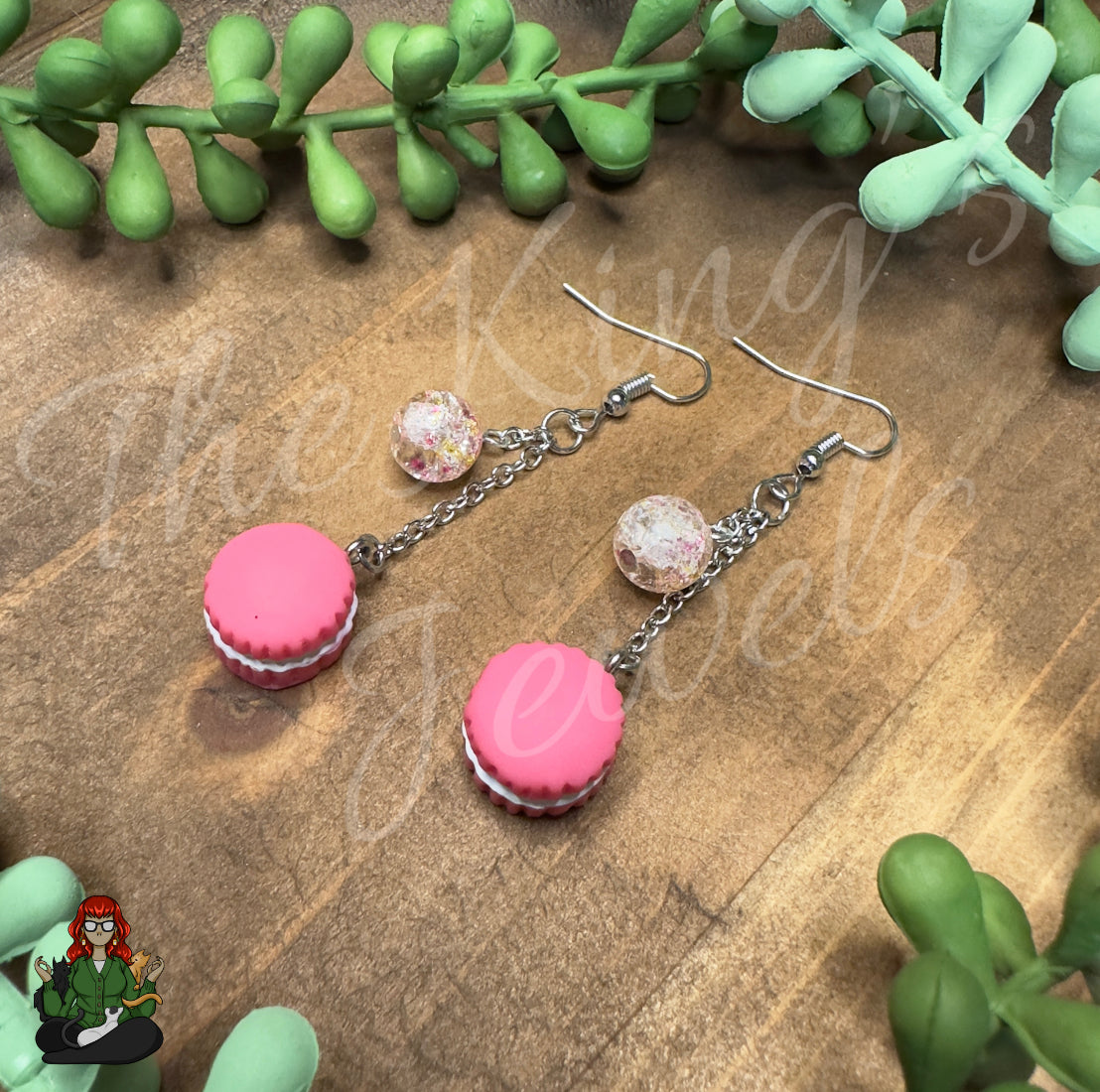 Gladys - Pink Macaron & Crackle Bead Earrings!